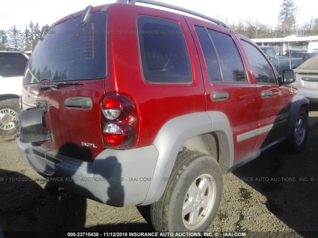 1J4GK48KX5W690716 - 2005 JEEP LIBERTY SPORT RED photo 4