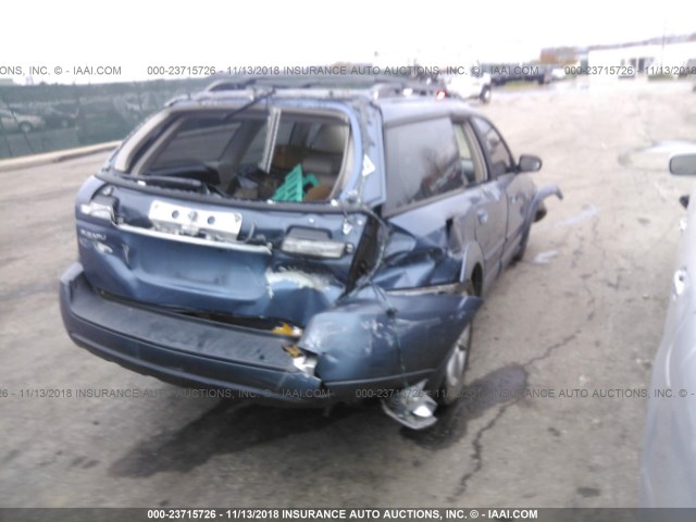 4S4BP62C167364034 - 2006 SUBARU LEGACY OUTBACK 2.5I LIMITED BLUE photo 4