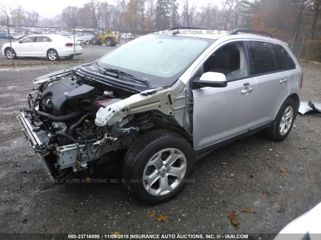 2FMDK4JC8BBA91723 - 2011 FORD EDGE SEL SILVER photo 2