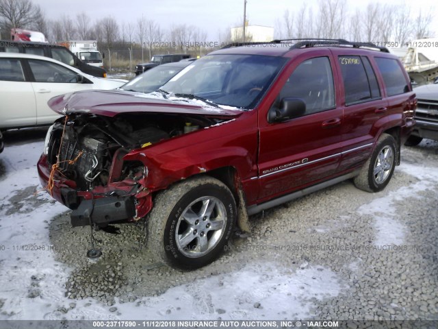 1J8GW68J64C272742 - 2004 JEEP GRAND CHEROKEE OVERLAND RED photo 2