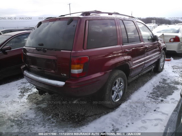 1J8GW68J64C272742 - 2004 JEEP GRAND CHEROKEE OVERLAND RED photo 4