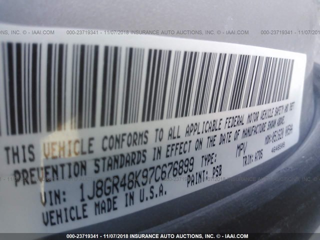 1J8GR48K97C676899 - 2007 JEEP GRAND CHEROKEE LAREDO/COLUMBIA/FREEDOM 银色 照片 9