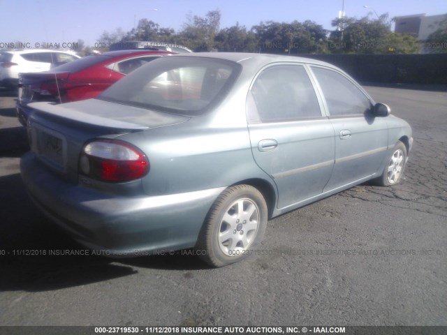 KNAFB1218Y5884569 - 2000 KIA SEPHIA LS GREEN photo 4