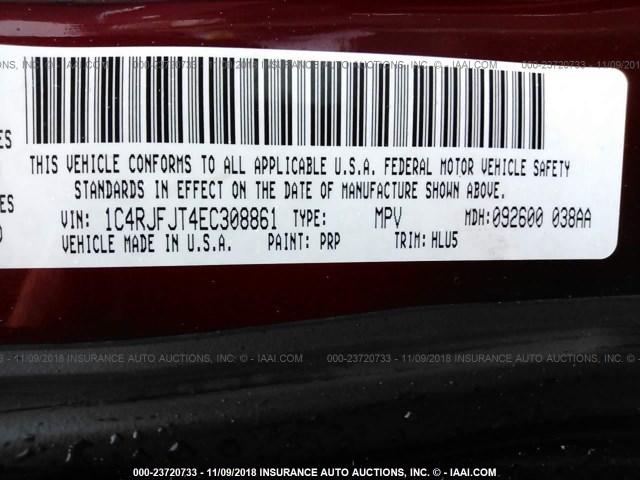 1C4RJFJT4EC308861 - 2014 JEEP GRAND CHEROKEE SUMMIT 红色 照片 9