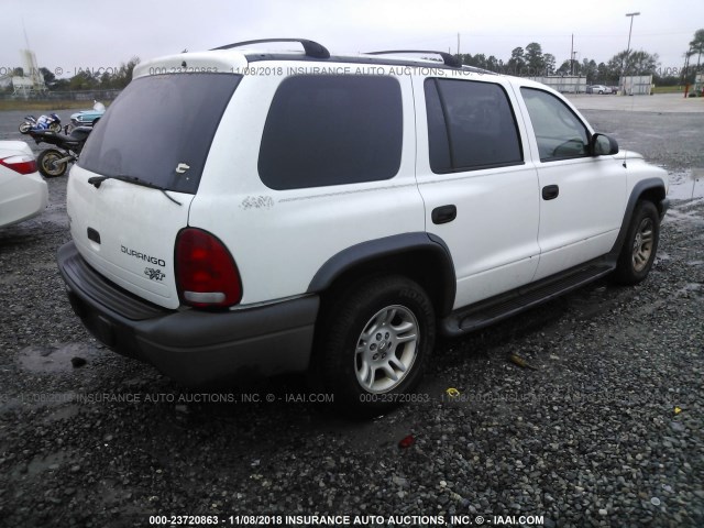 1D4HR38N73F581253 - 2003 DODGE DURANGO SPORT WHITE photo 4