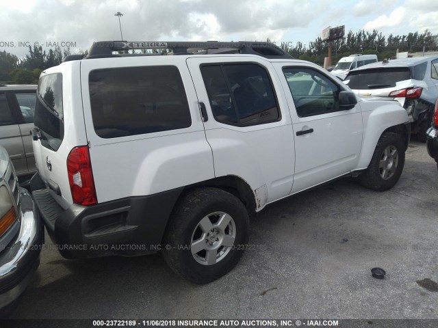 5N1AN08UX7C527397 - 2007 NISSAN XTERRA OFF ROAD/S/SE WHITE photo 4