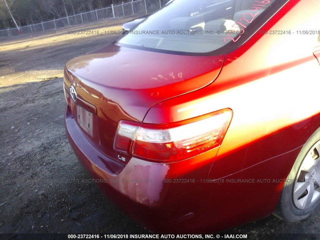 4T1BE46K98U232333 - 2008 TOYOTA CAMRY CE/LE/XLE/SE RED photo 6