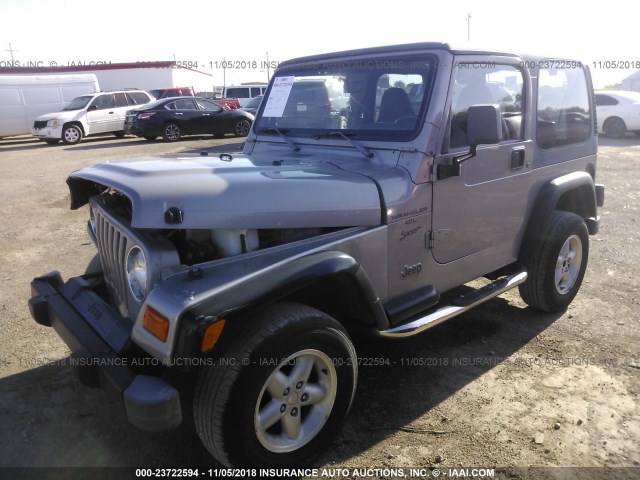 1J4FA49S0YP774295 - 2000 JEEP WRANGLER / TJ SPORT GRAY photo 2