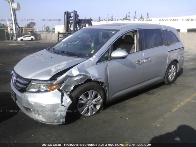 5FNRL5H6XFB008556 - 2015 HONDA ODYSSEY EXL SILVER photo 2