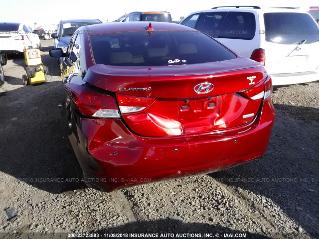 KMHDH4AEXCU252925 - 2012 HYUNDAI ELANTRA GLS/LIMITED RED photo 6