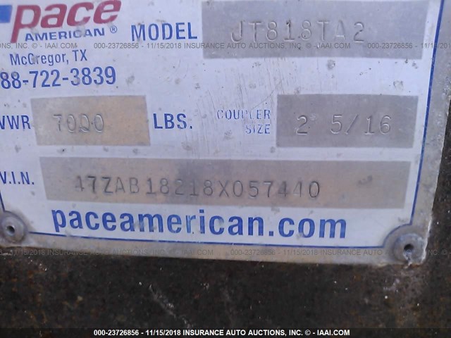47ZAB18218X057440 - 2008 AMERICAN ROAD TRAILER   WHITE photo 9