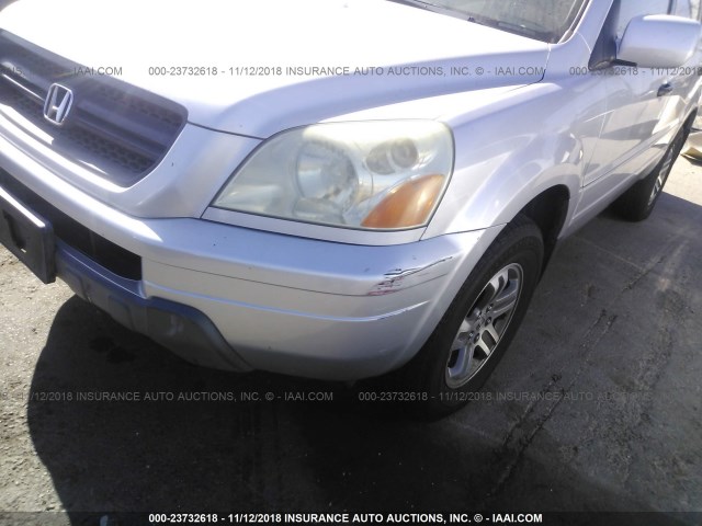 2HKYF18675H531013 - 2005 HONDA PILOT EXL SILVER photo 6