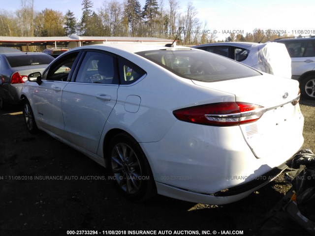 3FA6P0LU5HR181442 - 2017 FORD FUSION SE HYBRID WHITE photo 3