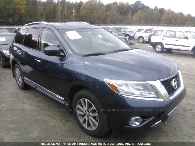 5N1AR2MN1EC652641 - 2014 NISSAN PATHFINDER S/SV/SL/PLATINUM BLUE photo 1