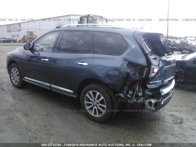 5N1AR2MN1EC652641 - 2014 NISSAN PATHFINDER S/SV/SL/PLATINUM BLUE photo 3