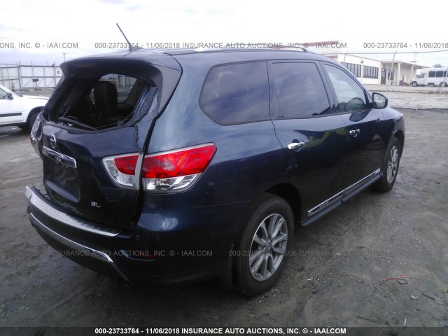 5N1AR2MN1EC652641 - 2014 NISSAN PATHFINDER S/SV/SL/PLATINUM BLUE photo 4