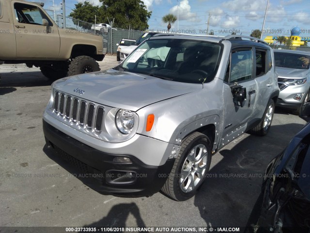 ZACCJADT2GPE01493 - 2016 JEEP RENEGADE LIMITED SILVER photo 2