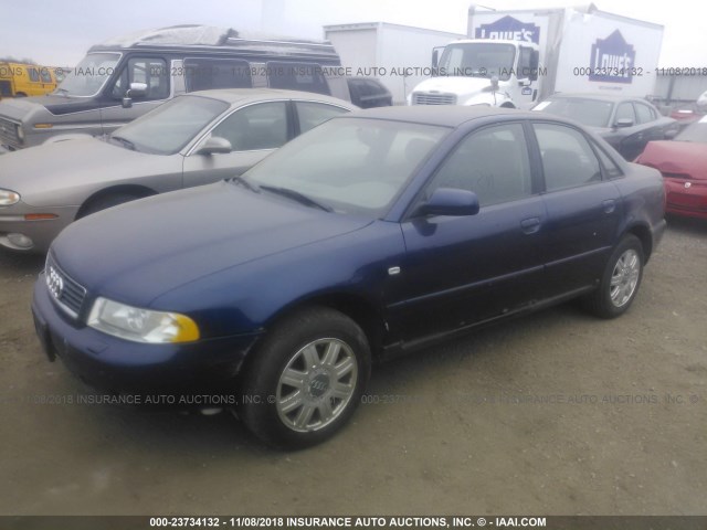 WAUCB28D7XA279488 - 1999 AUDI A4 1.8T QUATTRO BLUE photo 2