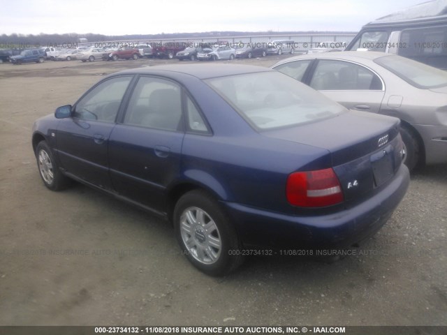 WAUCB28D7XA279488 - 1999 AUDI A4 1.8T QUATTRO BLUE photo 3