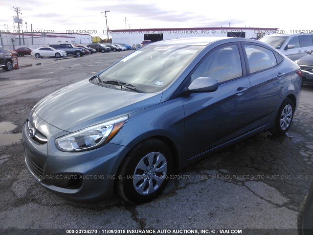 KMHCT4AE4HU391157 - 2017 HYUNDAI ACCENT SE BLUE photo 2