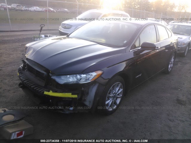 3FA6P0LU5HR316001 - 2017 FORD FUSION SE HYBRID BLACK photo 2