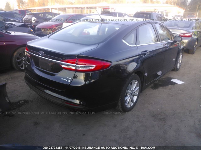 3FA6P0LU5HR316001 - 2017 FORD FUSION SE HYBRID BLACK photo 4