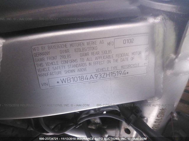 WB10184A93ZH15194 - 2003 BMW F650 CS Золотий фото 10