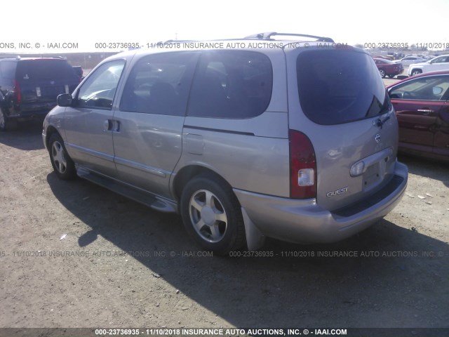 4N2ZN15T31D822946 - 2001 NISSAN QUEST GXE BEIGE photo 3