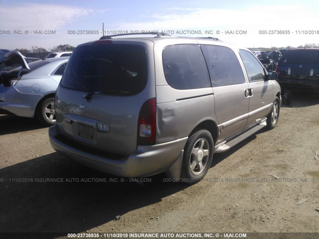 4N2ZN15T31D822946 - 2001 NISSAN QUEST GXE BEIGE photo 4