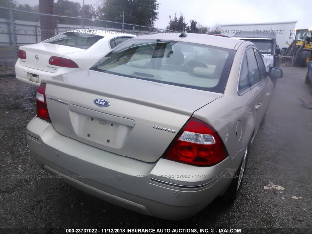 1FAHP25157G143514 - 2007 FORD FIVE HUNDRED LIMITED TAN photo 4