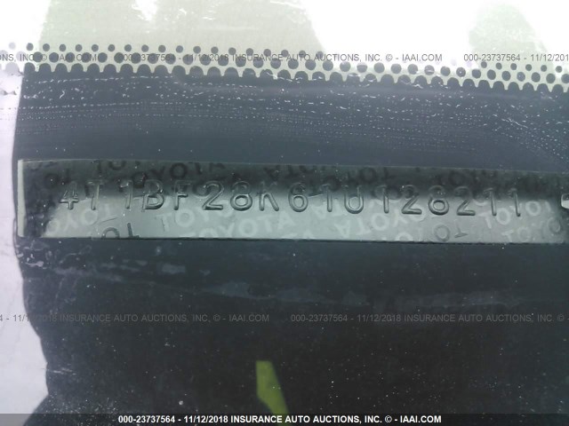 4T1BF28K61U128211 - 2001 TOYOTA CAMRY LE/XLE 黑色 照片 9