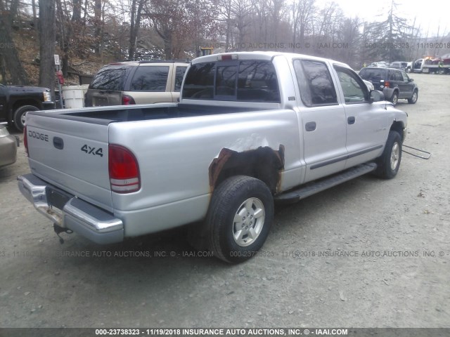 1B7GG2AX41S169770 - 2001 DODGE DAKOTA QUAD SILVER photo 4