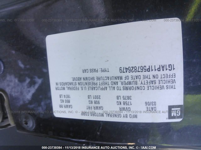 1G1AP11P567826479 - 2006 CHEVROLET COBALT SS SUPERCHARGED BLACK photo 9