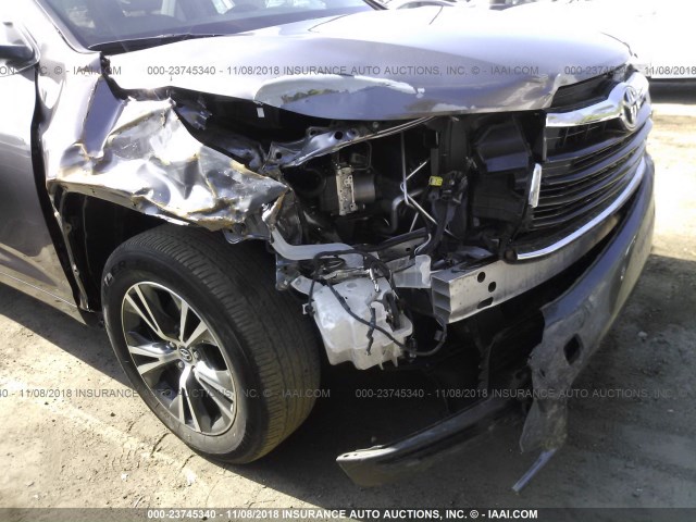 5TDJKRFH6GS327140 - 2016 TOYOTA HIGHLANDER XLE GRAY photo 6