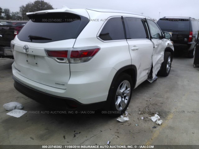 5TDYKRFH8GS129772 - 2016 TOYOTA HIGHLANDER LIMITED/LTD PLATINUM WHITE photo 4