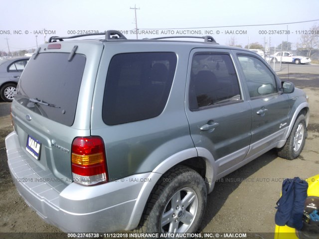 1FMCU96H36KA25681 - 2006 FORD ESCAPE HEV TEAL photo 4