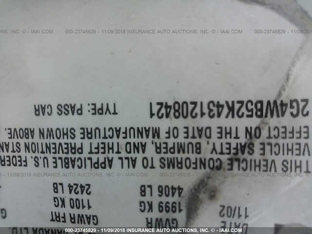 2G4WB52K431208421 - 2003 BUICK REGAL LS SILVER photo 9