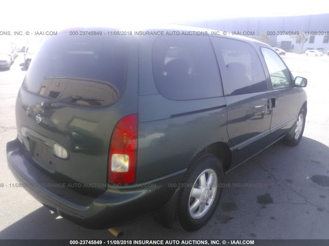 4N2ZN15TX2D805935 - 2002 NISSAN QUEST GXE GREEN photo 4