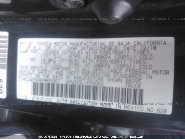 3TMLU4ENXBM065967 - 2011 TOYOTA TACOMA DOUBLE CAB 绿色 照片 9