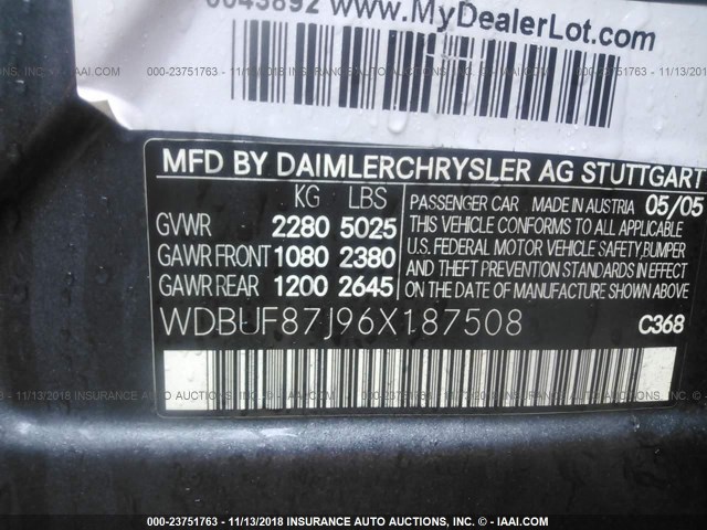 WDBUF87J96X187508 - 2006 MERCEDES-BENZ E 350 4MATIC GRAY photo 9