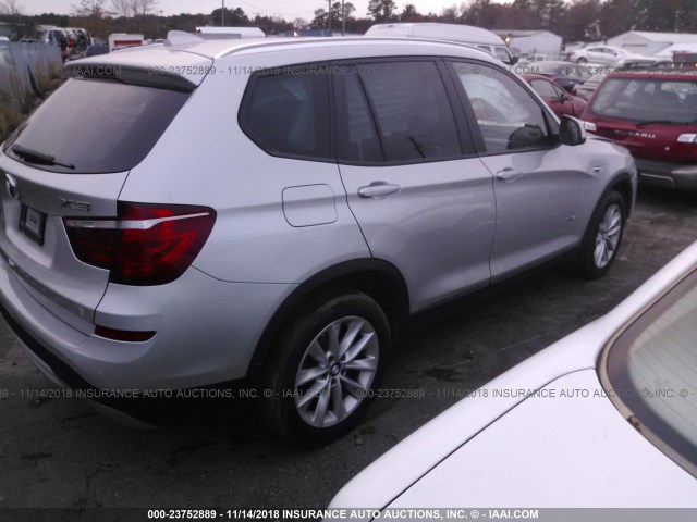 5UXWX9C3XH0W72982 - 2017 BMW X3 XDRIVE28I SILVER photo 4