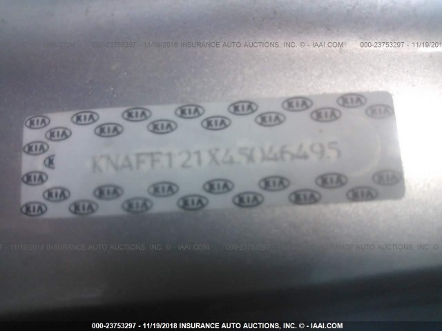 KNAFE121X45046495 - 2004 KIA NEW SPECTRA LX/EX SILVER photo 9