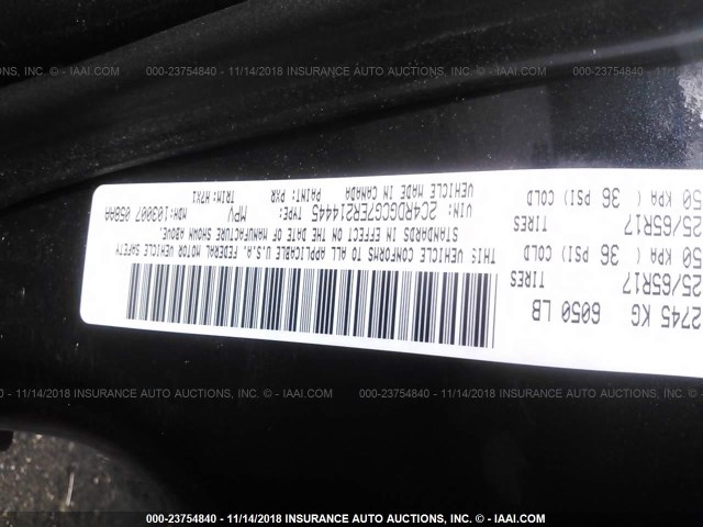 2C4RDGCG7ER214445 - 2014 DODGE GRAND CARAVAN SXT BLACK photo 9