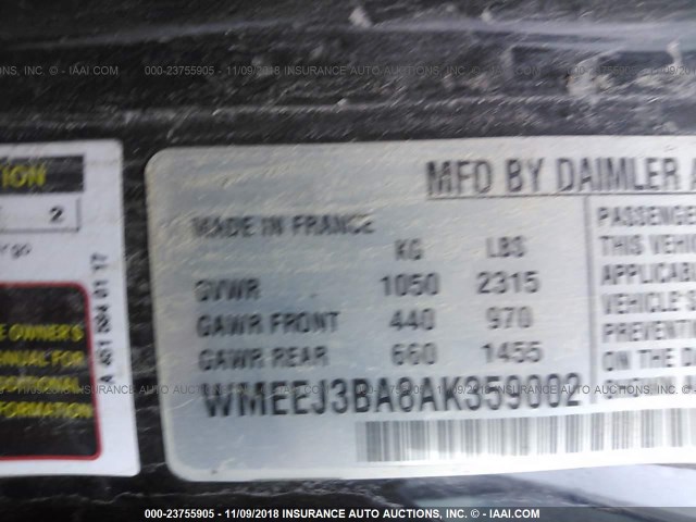 WMEEJ3BA8AK359002 - 2010 SMART FORTWO PURE/PASSION RED photo 9