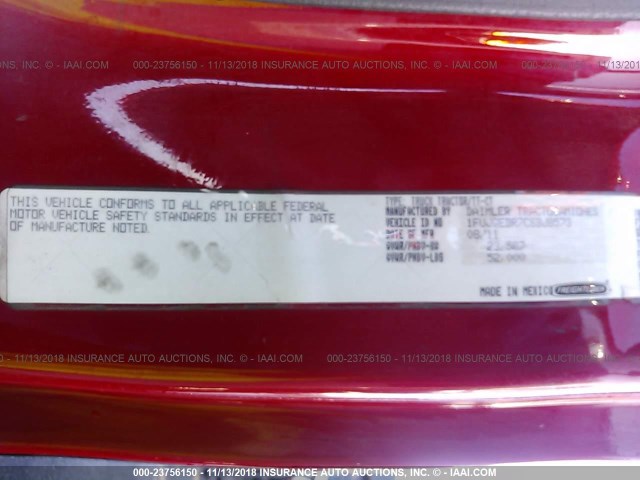 1FUJGEDR7CSBJ8573 - 2012 FREIGHTLINER CASCADIA 125  RED photo 9