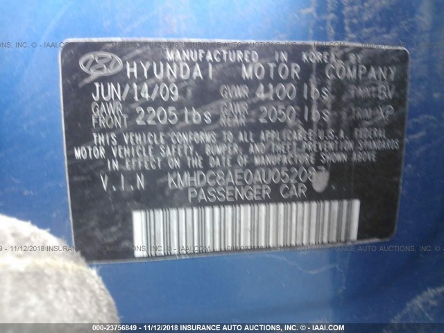 KMHDC8AE0AU052087 - 2010 HYUNDAI ELANTRA TOURING GLS/SE BLUE photo 9