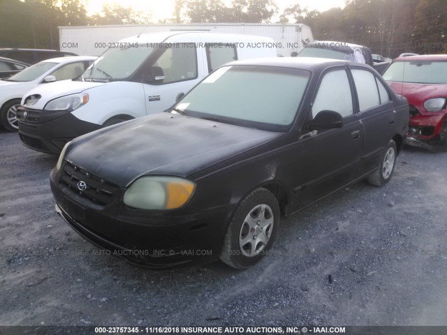 KMHCG45C23U498679 - 2003 HYUNDAI ACCENT GL BLACK photo 2