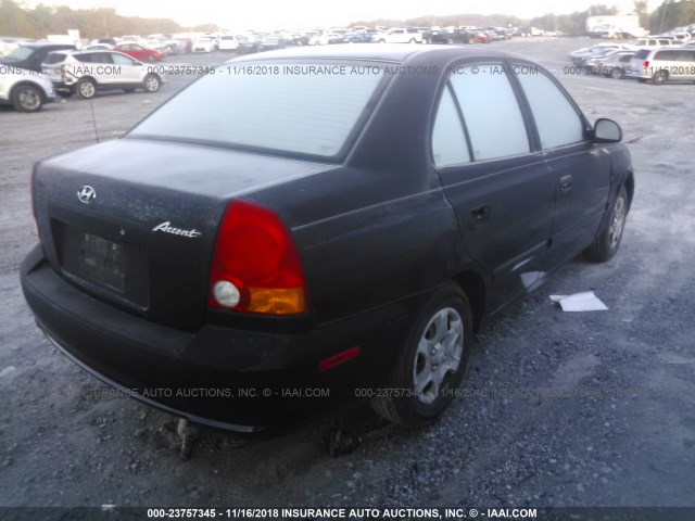 KMHCG45C23U498679 - 2003 HYUNDAI ACCENT GL BLACK photo 4