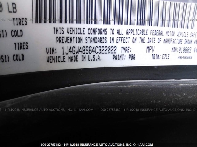 1J4GW48S64C322022 - 2004 JEEP GRAND CHEROKEE LAREDO/COLUMBIA/FREEDOM 蓝色 照片 9