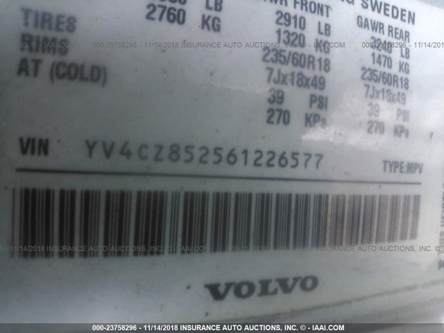 YV4CZ852561226577 - 2006 VOLVO XC90 V8 SILVER photo 9